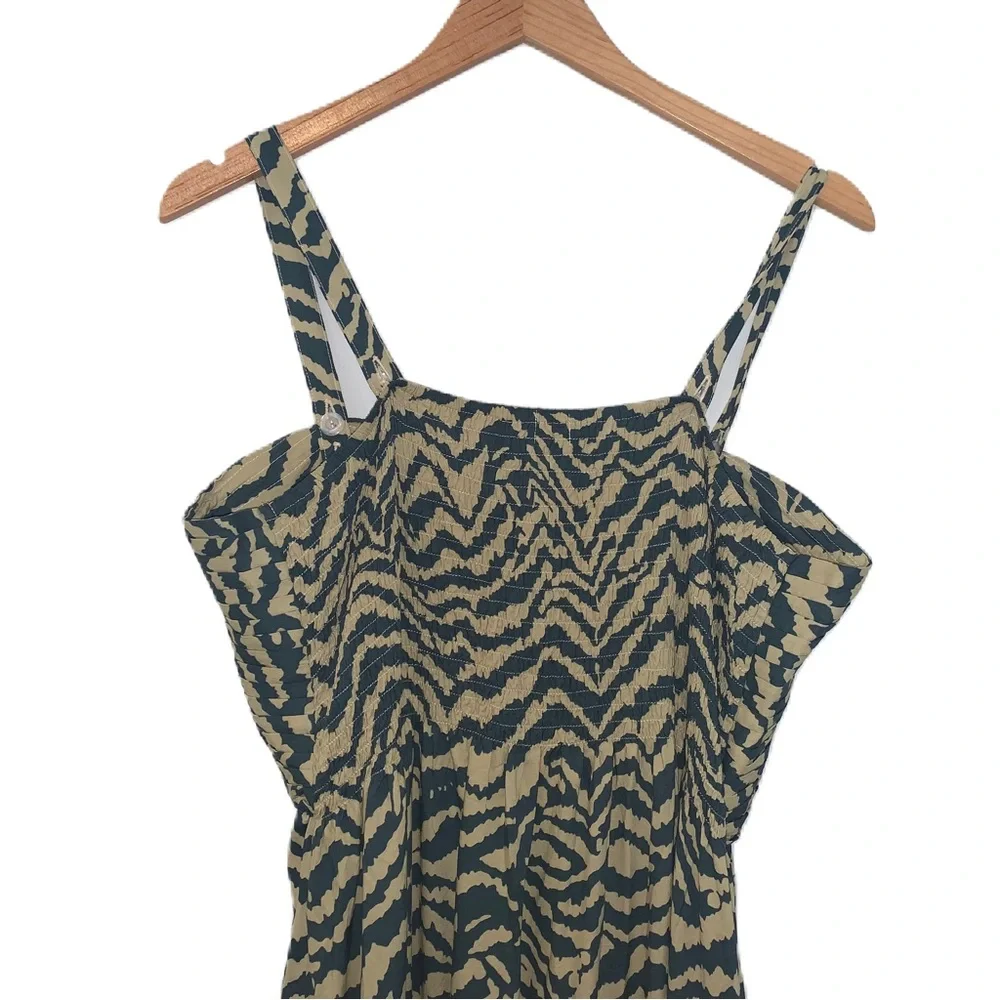 Soft Surroundings Olive & Tan Print Animal Maxi Dress Size Large